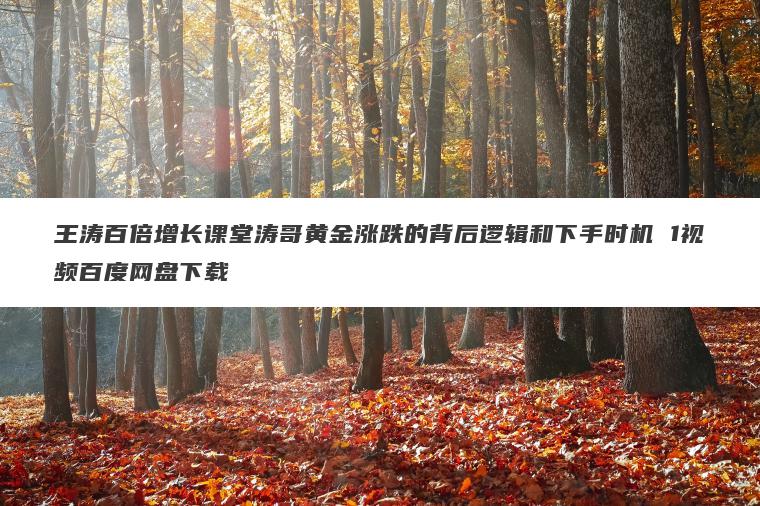 王涛百倍增长课堂涛哥黄金涨跌的背后逻辑和下手时机 1视频百度网盘下载