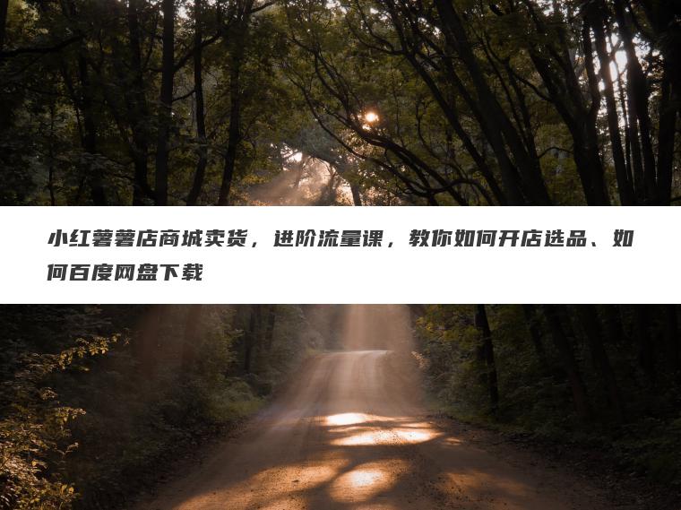 小红薯薯店商城卖货,进阶流量课,教你如何开店选品、如何百度网盘下载 小红薯薯店商城卖货,进阶流量课,教你如何开店选品、如何百度网盘下载