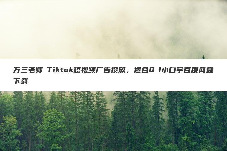 万三老师・Tiktok短视频广告投放，适合0-1小白学百度网盘下载