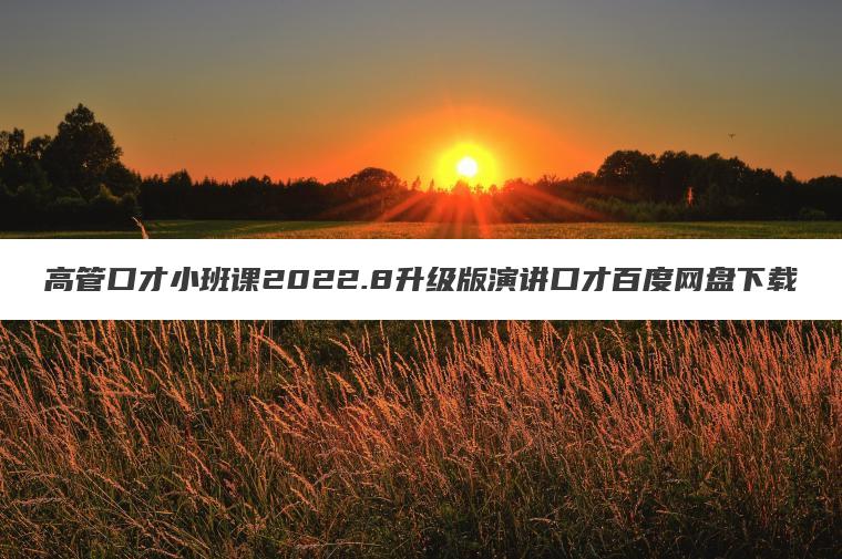 高管口才小班课2022.8升级版演讲口才百度网盘下载