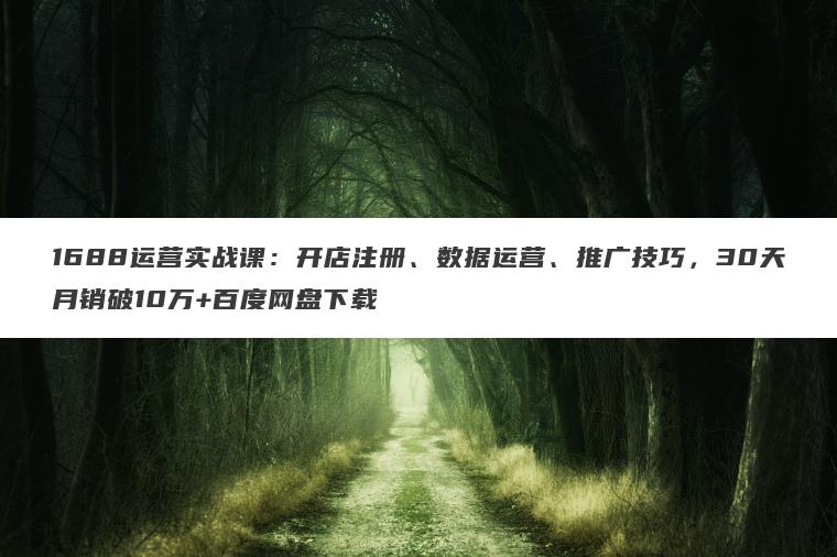 1688运营实战课：开店注册、数据运营、推广技巧，30天月销破10万+百度网盘下载