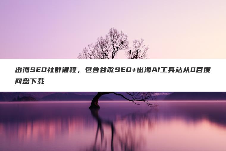 出海SEO社群课程，包含谷歌SEO+出海AI工具站从0百度网盘下载
