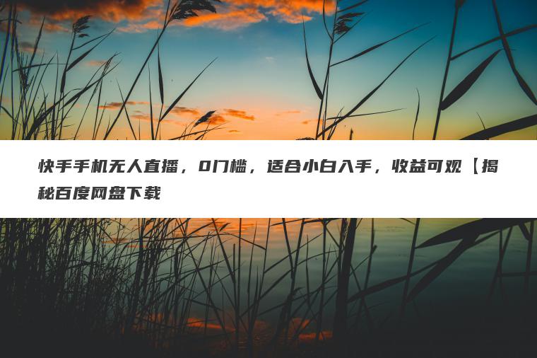 快手手机无人直播，0门槛，适合小白入手，收益可观【揭秘百度网盘下载
