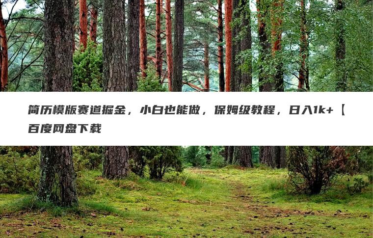 简历模版赛道掘金，小白也能做，保姆级教程，日入1k+【百度网盘下载
