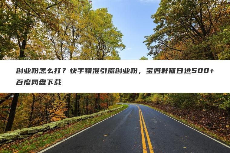 创业粉怎么打？快手精准引流创业粉，宝妈群体日进500+百度网盘下载