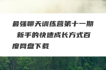 最强聊天训练营第十一期 新手的快速成长方式百度网盘下载