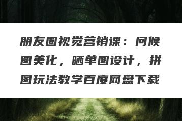 朋友圈视觉营销课：问候图美化，晒单图设计，拼图玩法教学百度网盘下载