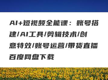 AI+短视频全能课：账号搭建/AI工具/剪辑技术/创意特效/账号运营/带货直播百度网盘下载