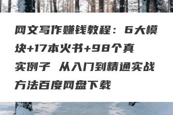 网文写作赚钱教程：6大模块+17本火书+98个真实例子 从入门到精通实战方法百度网盘下载