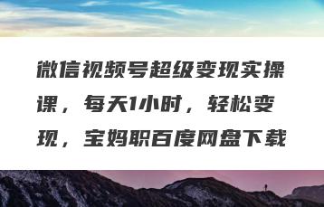 微信视频号超级变现实操课，每天1小时，轻松变现，宝妈职百度网盘下载