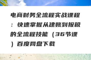 电商财务全流程实战课程：快速掌握从建账到报税的全流程技能（36节课）百度网盘下载