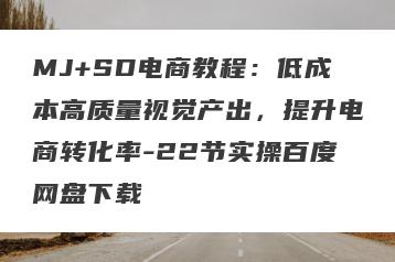 MJ+SD电商教程：低成本高质量视觉产出，提升电商转化率-22节实操百度网盘下载