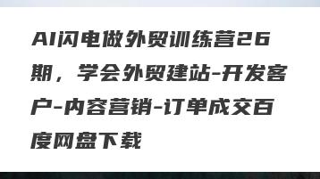 AI闪电做外贸训练营26期，学会外贸建站-开发客户-内容营销-订单成交百度网盘下载