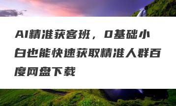 AI精准获客班，0基础小白也能快速获取精准人群百度网盘下载