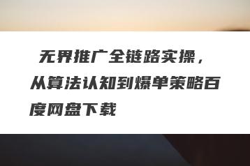 ​无界推广全链路实操，从算法认知到爆单策略百度网盘下载