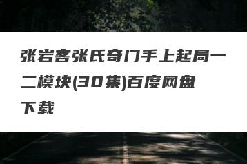张岩客张氏奇门手上起局一二模块(30集)百度网盘下载