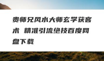 贵师兄风水大师玄学获客术 精准引流绝技百度网盘下载