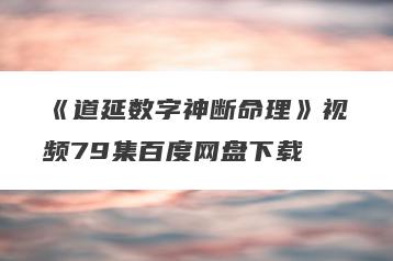 《道延数字神断命理》视频79集百度网盘下载