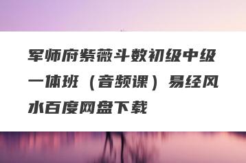 军师府紫薇斗数初级中级一体班（音频课）易经风水百度网盘下载