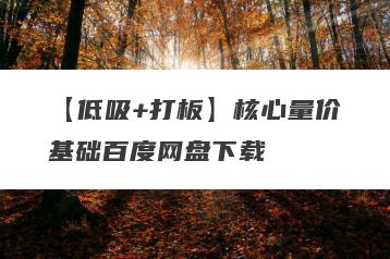 【低吸+打板】核心量价基础百度网盘下载