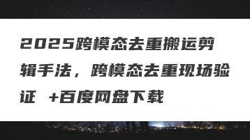 2025跨模态去重搬运剪辑手法，跨模态去重现场验证 +百度网盘下载