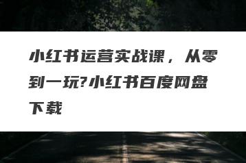 小红书运营实战课，从零到一玩?小红书百度网盘下载