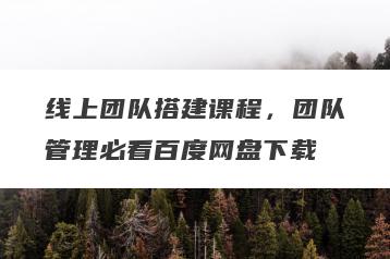 线上团队搭建课程，团队管理必看百度网盘下载