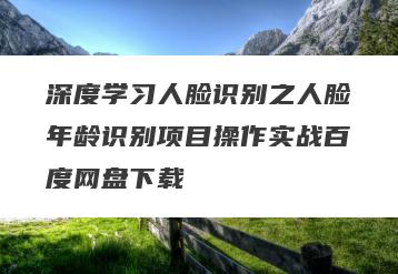 深度学习人脸识别之人脸年龄识别项目操作实战百度网盘下载