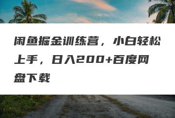 闲鱼掘金训练营，小白轻松上手，日入200+百度网盘下载