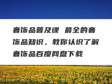 奢饰品普及课 最全的奢饰品知识，教你认识了解奢饰品百度网盘下载