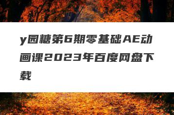 y园糖第6期零基础AE动画课2023年百度网盘下载