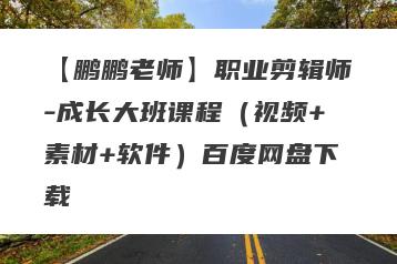 【鹏鹏老师】职业剪辑师-成长大班课程（视频+素材+软件）百度网盘下载