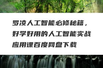 罗凌人工智能必修秘籍，好学好用的人工智能实战应用课百度网盘下载