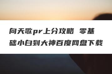 向天歌pr上分攻略 零基础小白到大神百度网盘下载