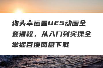 狗头幸运星UE5动画全套课程，从入门到实操全掌握百度网盘下载