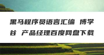黑马程序员语言汇编 博学谷 产品经理百度网盘下载