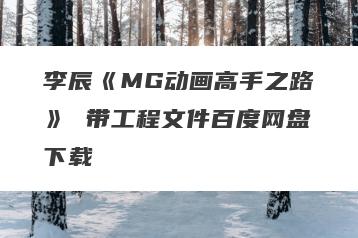李辰《MG动画高手之路》 带工程文件百度网盘下载