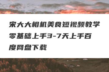 宋大大相机美食短视频教学零基础上手3-7天上手百度网盘下载