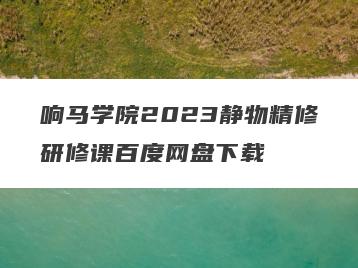 响马学院2023静物精修研修课百度网盘下载
