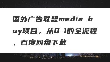 国外广告联盟media buy项目，从0-1的全流程，百度网盘下载