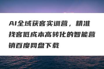 AI全域获客实训营，精准找客低成本高转化的智能营销百度网盘下载