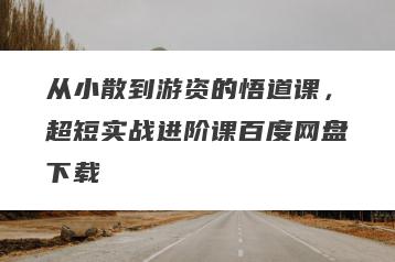 从小散到游资的悟道课，超短实战进阶课百度网盘下载