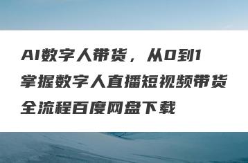 AI数字人带货，从0到1掌握数字人直播短视频带货全流程百度网盘下载