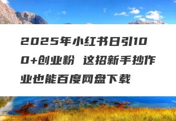 2025年小红书日引100+创业粉 这招新手抄作业也能百度网盘下载