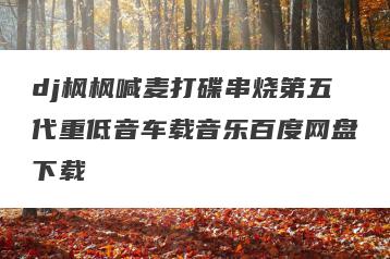 dj枫枫喊麦打碟串烧第五代重低音车载音乐百度网盘下载