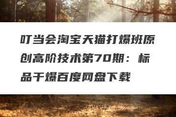 叮当会淘宝天猫打爆班原创高阶技术第70期：标品干爆百度网盘下载