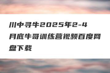 川中寻牛2025年2-4月底牛哥训练营视频百度网盘下载