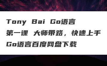 Tony Bai Go语言第一课 大师带路，快速上手Go语言百度网盘下载