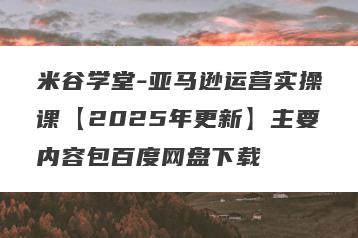 米谷学堂-亚马逊运营实操课【2025年更新】主要内容包百度网盘下载