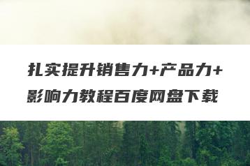 扎实提升销售力+产品力+影响力教程百度网盘下载